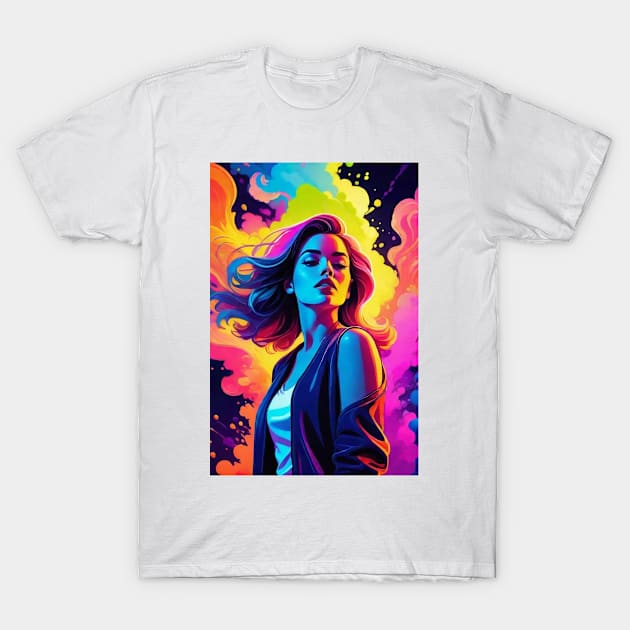 An Illustration of a Woman's Psychedelic Vision - colorful T-Shirt by RhaNassim ★★★★★